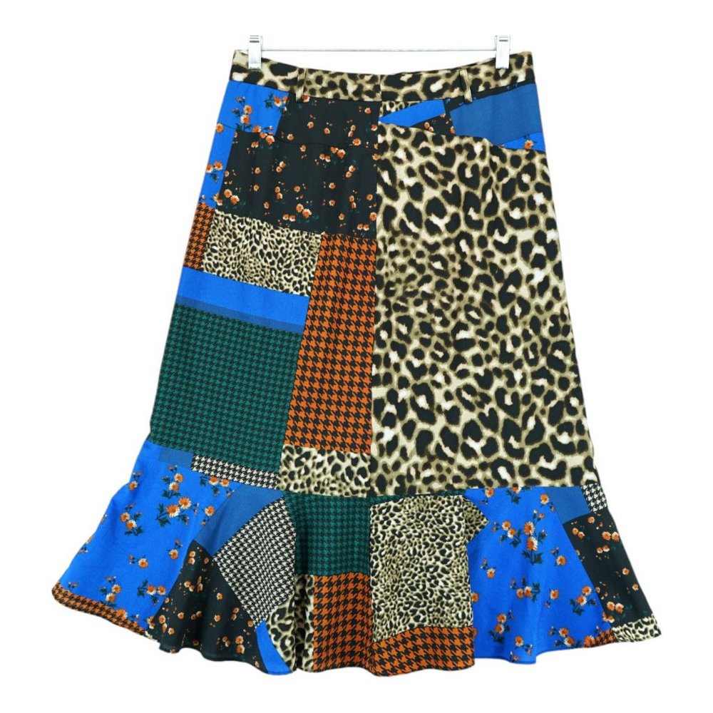 Calvin Klein Women's Patchwork‎ Print Flare Hem Skirt Black Waist 31"  $89